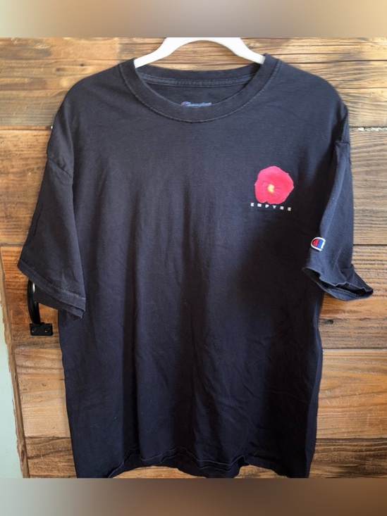 Champion Other - Champion Black Short-Sleeve Tee with Red Floral Chest Graphic